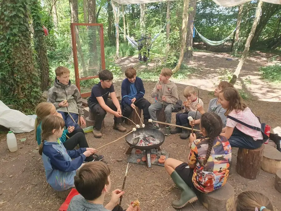 Campfire cooking and marshmallows